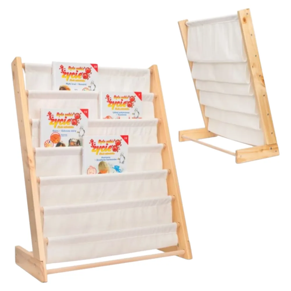 Детска етажерка за книги дърво, 6 рафта, Монтесори 64x30x79 см, снимка 4