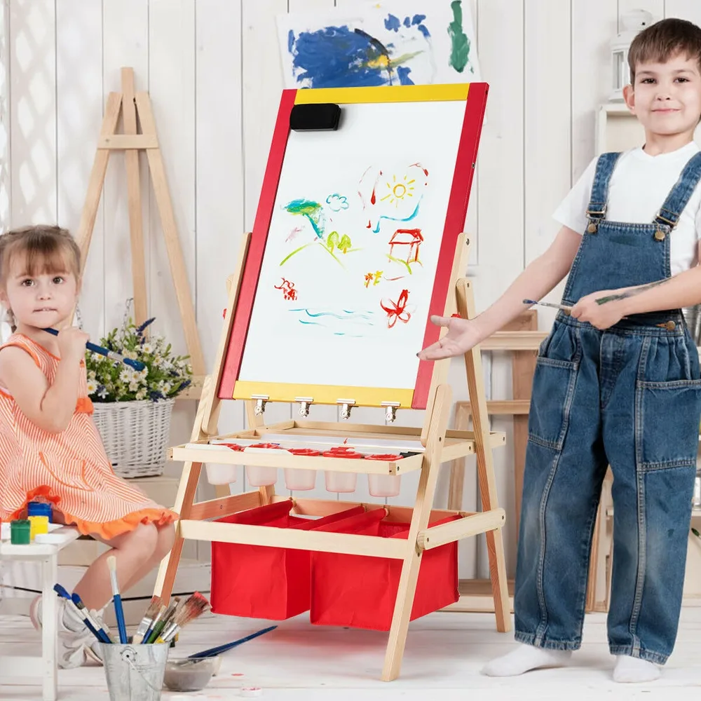 Детски двустранен статив за рисуване с обръщаща се дъска, снимка 7