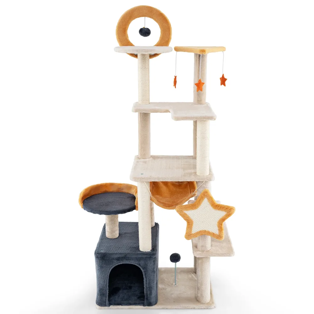 Многостепенно дърво за котки 160 см с дъска за дране и играчки, снимка 3
