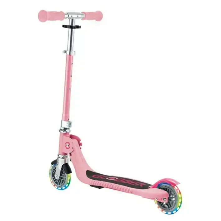 Детска сгъваема тротинетка с две светещи колела Globber Flow Foldable Junior Lights - розова, снимка 10