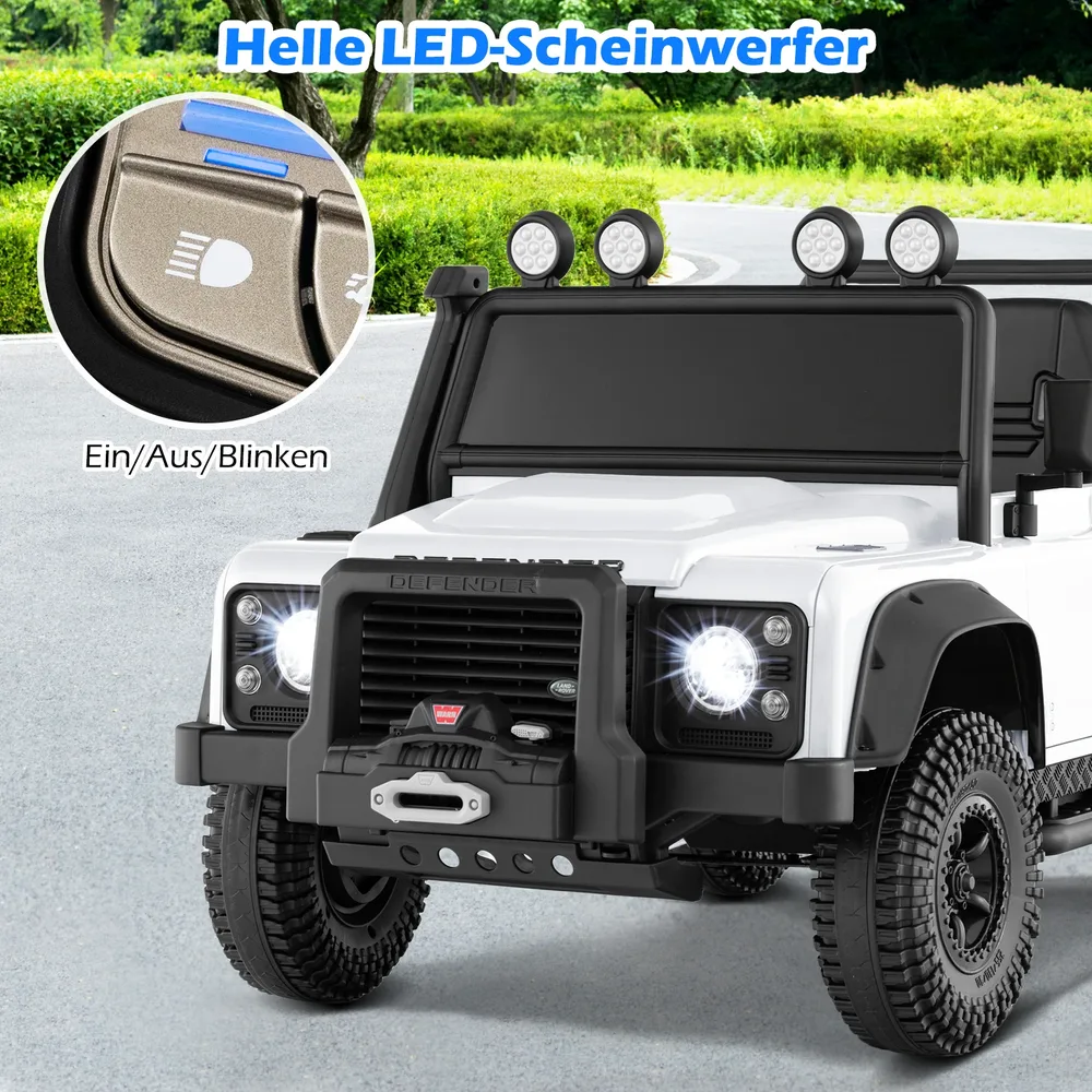 Детска електрическа кола Land Rover Defender с дистанционно за родителите, бяла, снимка 6