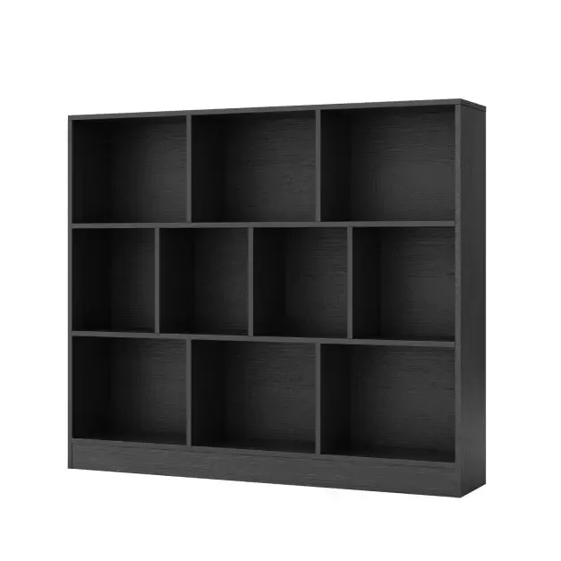 Етажерка с 10 кубични отделения и 2 комплекта против преобръщане, 120 × 24 × 104 см, черна, снимка 4
