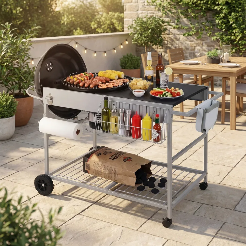Мобилна маса за грил Weber Original Kettle 46–56 см, за къмпинг, черна, снимка 2