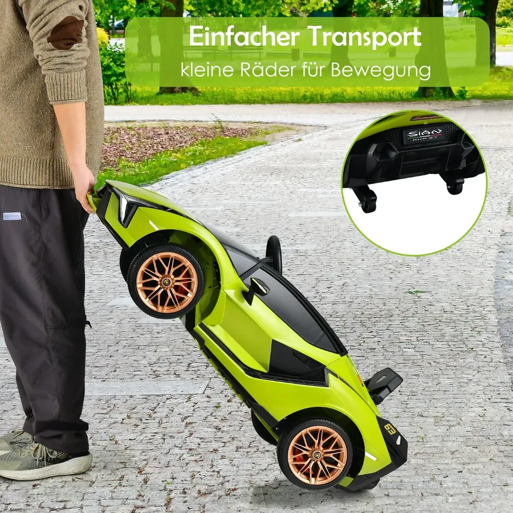 Детска електрическа кола Lamborghini 12V с дистанционно 2.4G и MP3, зелена, снимка 5