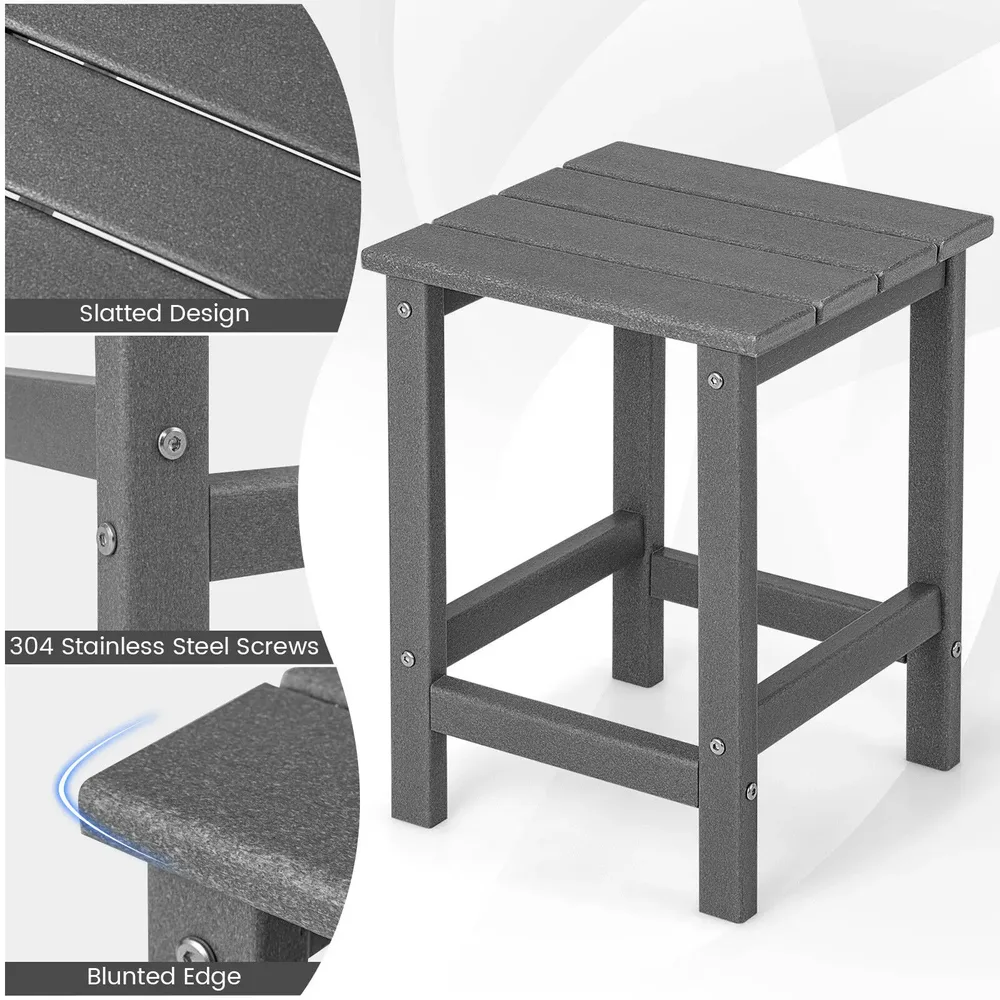 Квадратна градинска помощна маса тип Адирондак от HDPE, 36 см, сива, снимка 8
