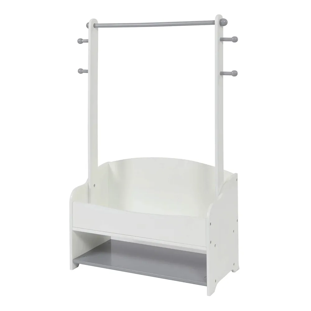 Дървена стойка за детски дрехи, етажерка с рафтове за съхранение - WHITE/GREY, снимка 8