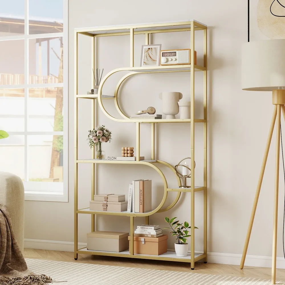 Индустриална U-образна етажерка с 8 открити рафта, 95 × 30 × 175 см, бяла, снимка 2