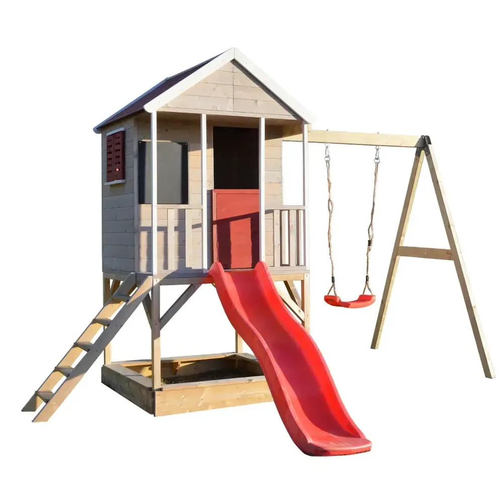Summer Adventure House с платформа, пързалка и люлка