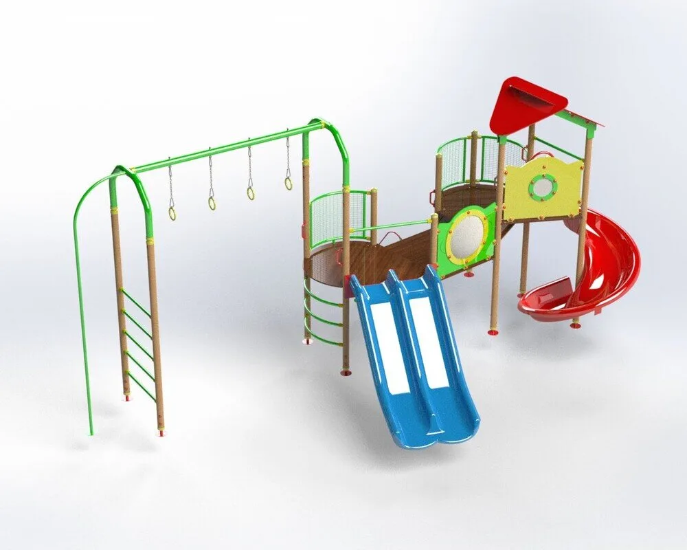Комбинирано детско съоръжение PS0006 – 6,89 × 3,69 × 3,19 м