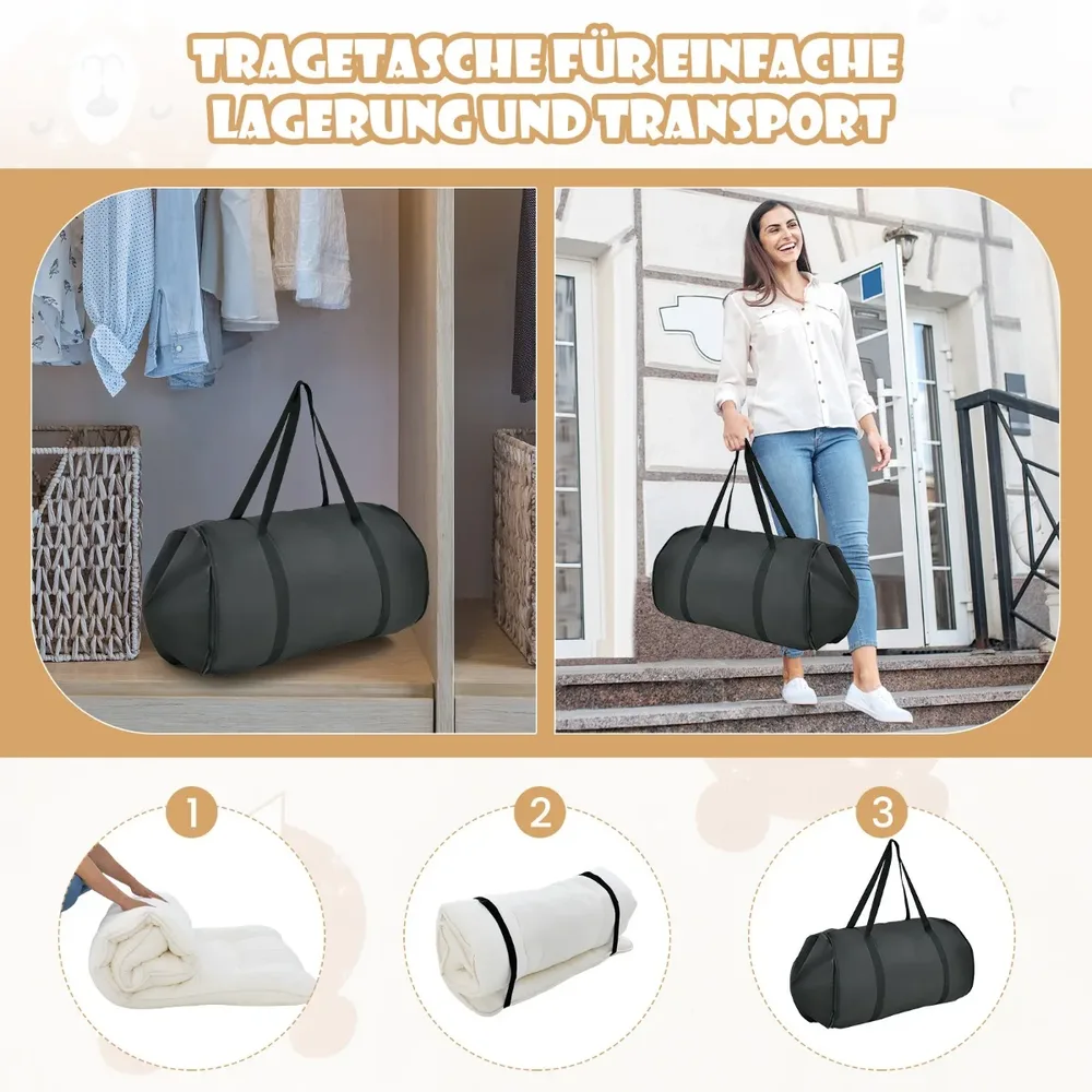 Японски футон матрак тип татами, сгъваем, със сваляем калъф, бежов, 90 × 200 см, снимка 2