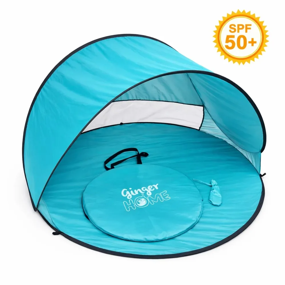 Детска Pop-Up палатка за игра с UV защита 50+ – кръгла, лека и сгъваема, за плаж и градина, 150×150×90 см