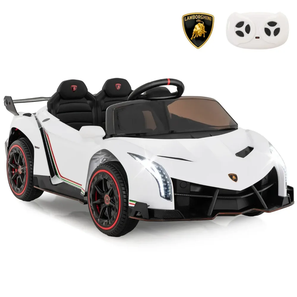 Детска електрическа кола Lamborghini 12V с дистанционно, LED фарове и музика, бяла