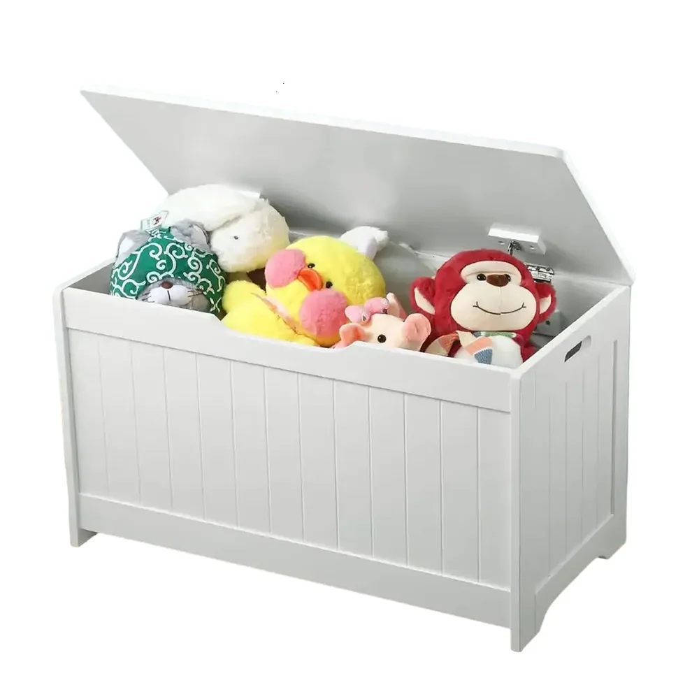 Детска ракла за играчки и пейка 2 в 1 дървена JWTR-3086 WHITE