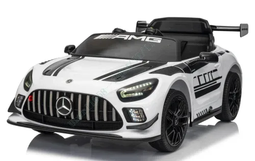 Детска електрическа кола Mercedes-AMG GT3 с дистанционно и 3 скорости, бяла