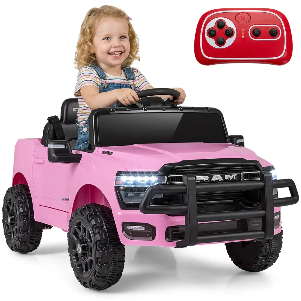 Детска електрическа кола RAM 3500 12 V с два мотора по 25 W, розова