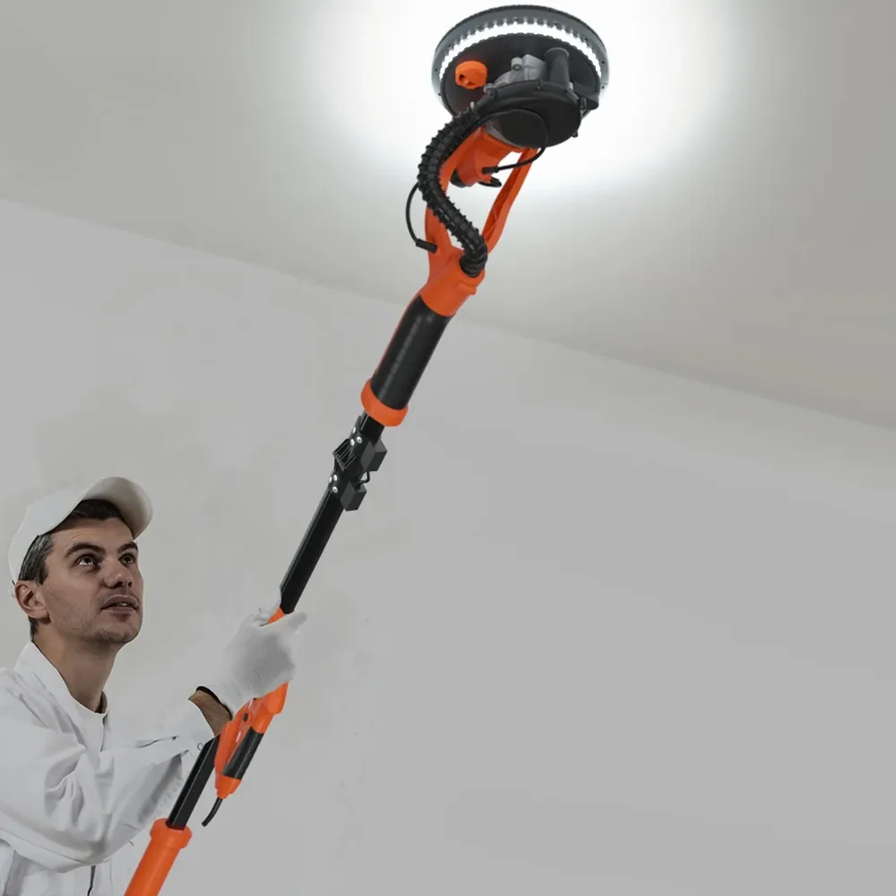 Електрическа шлифовъчна машина за гипсокартон с телескопична дръжка и LED осветление, снимка 4