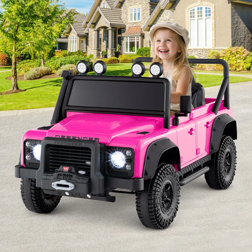 Детска електрическа кола Land Rover Defender с дистанционно за родителите, розова