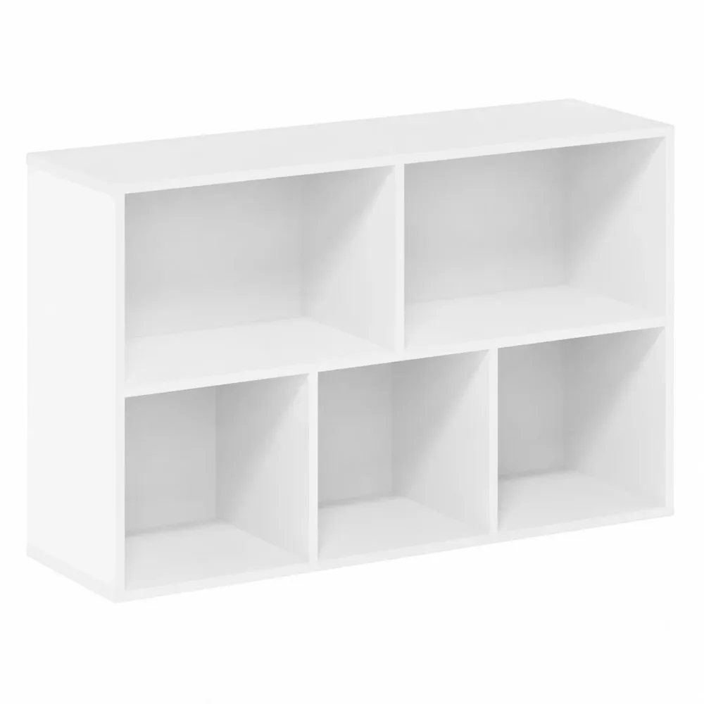 Детска етажерка с 5 отделения, бял органайзер за книги и играчки, 49.5×24×80 см, снимка 4