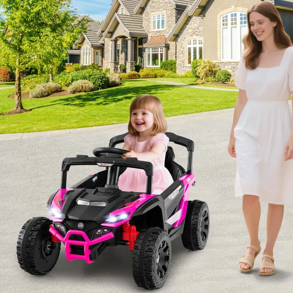 Детска електрическа кола UTV 12 V с дистанционно управление, розова
