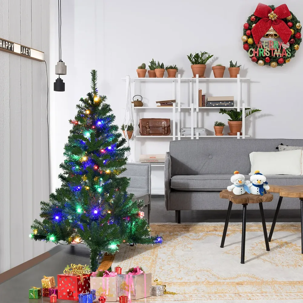 Изкуствена коледна елха със светещи LED вериги, 120 см, снимка 4