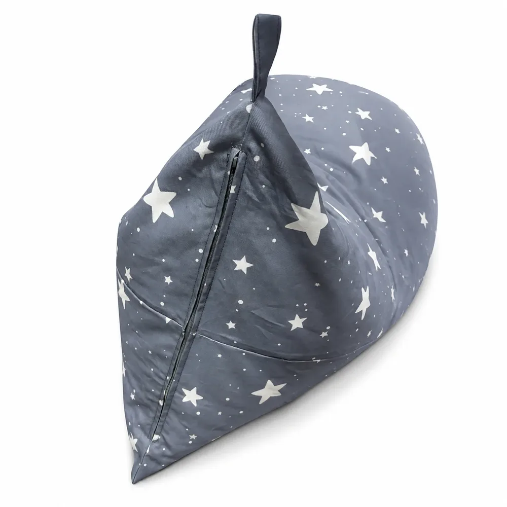 Детски пуф лежанка Little Stars, 100% памук, сив барбарон със звезди, 127x81x76 см, снимка 8