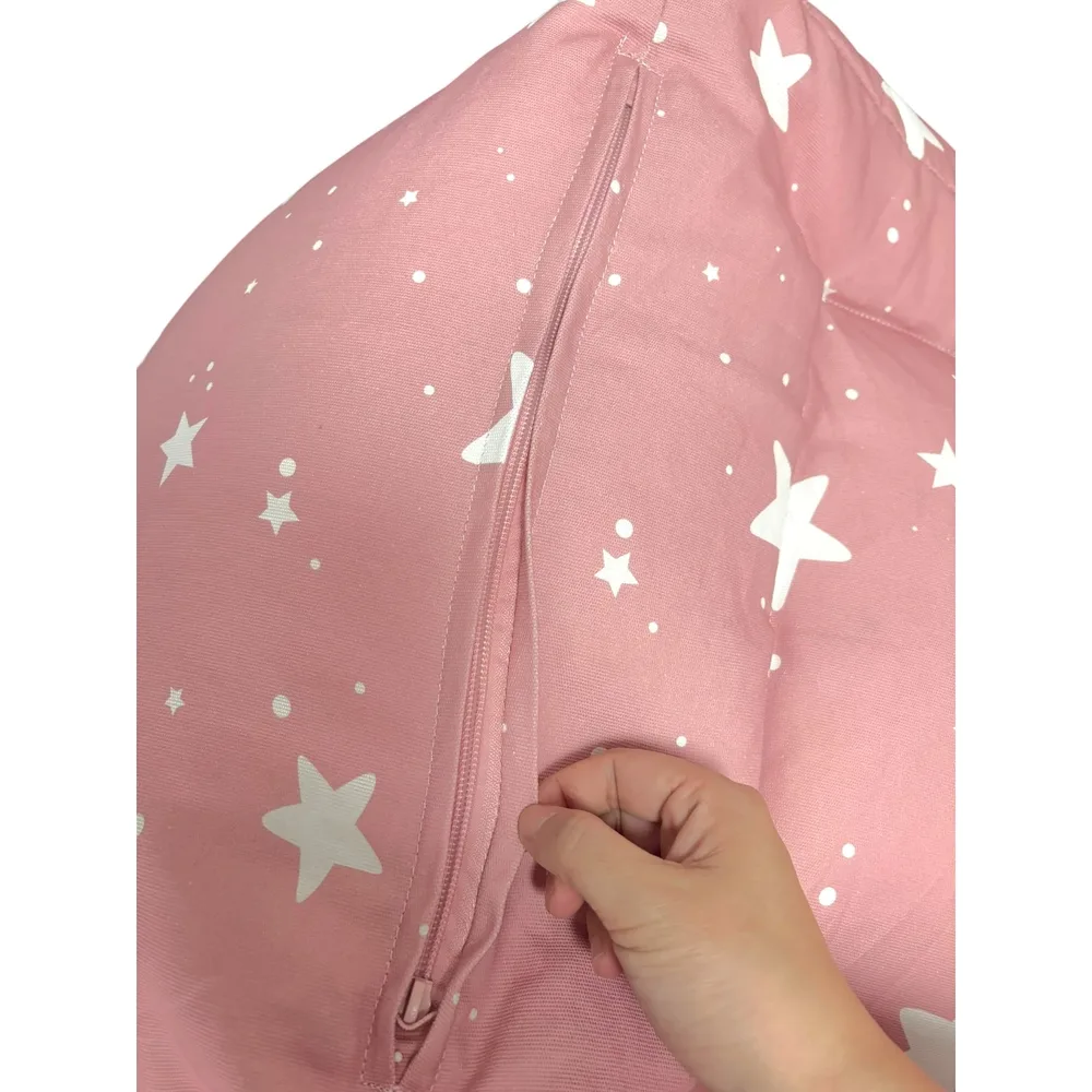 Детски пуф кресло Little Stars, 100% памук, розов барбарон със звезди, 55x44x55 см, снимка 10
