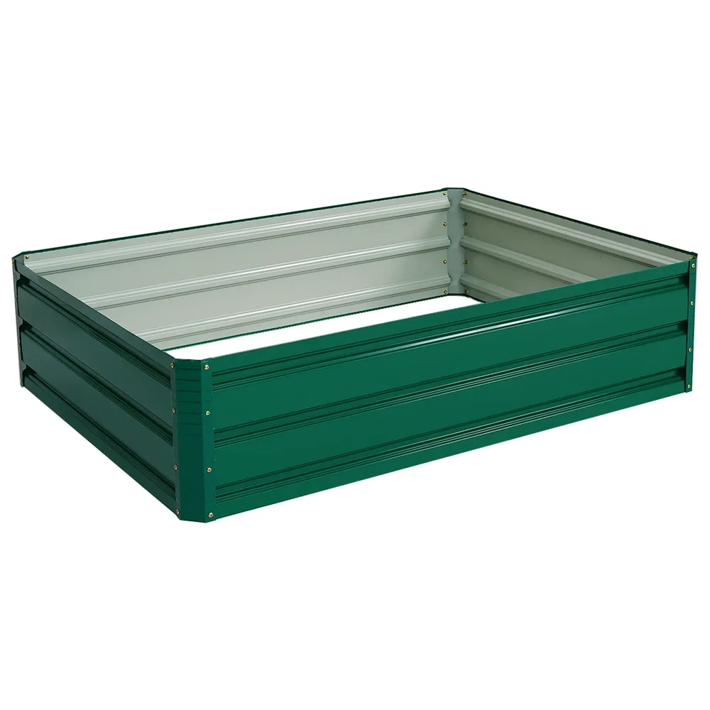 Повдигната метална леха от стомана с 4 панела, 120 × 90 × 30 см, зелена, снимка 8
