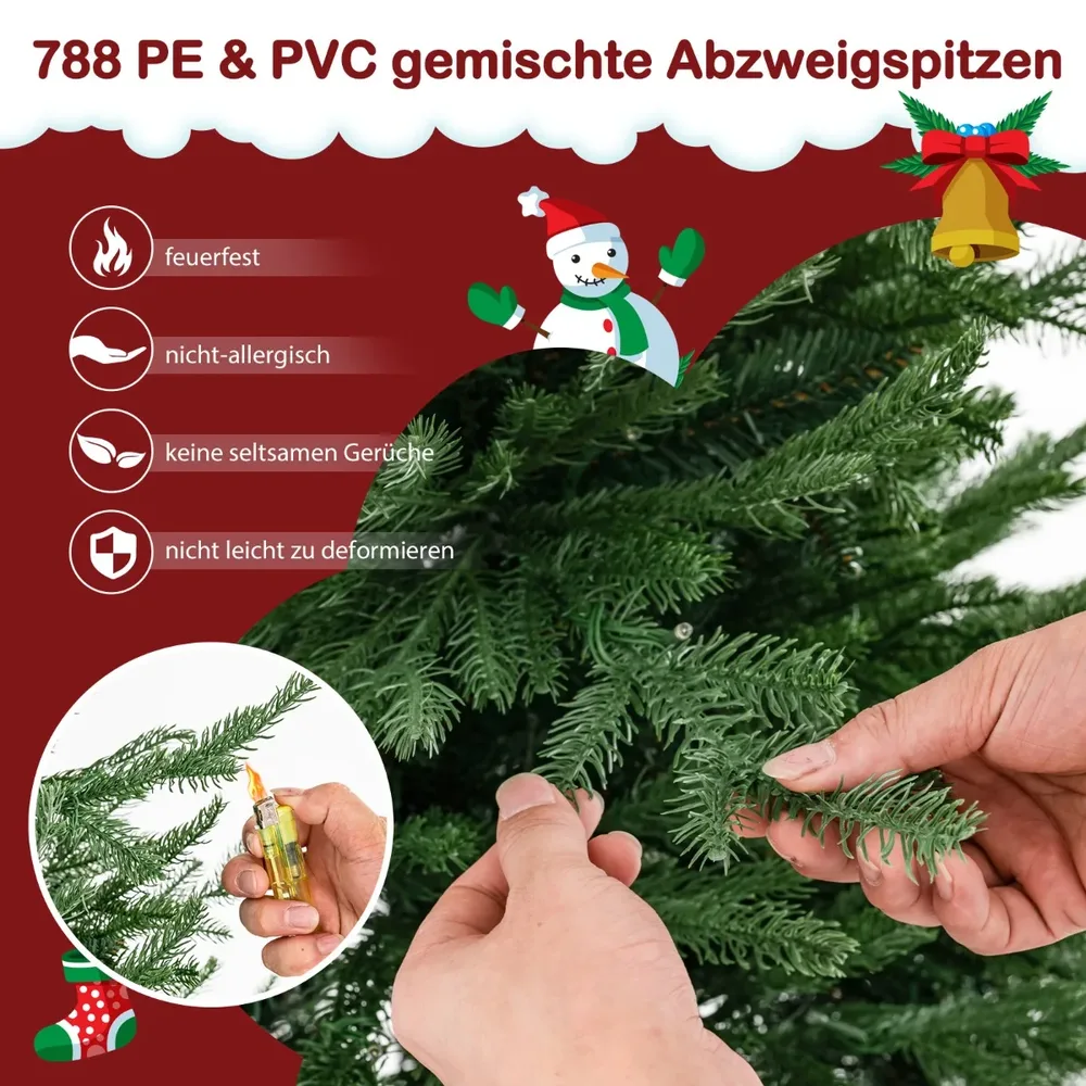 Изкуствена елха с 280 топли LED светлини и 8 режима, 183 см, снимка 6