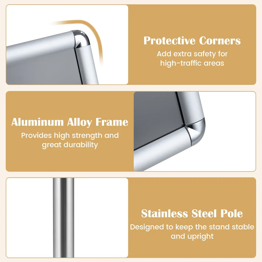 Стойка за табели A4 с отваряща се рамка и въртене на 360°, сребриста, снимка 3