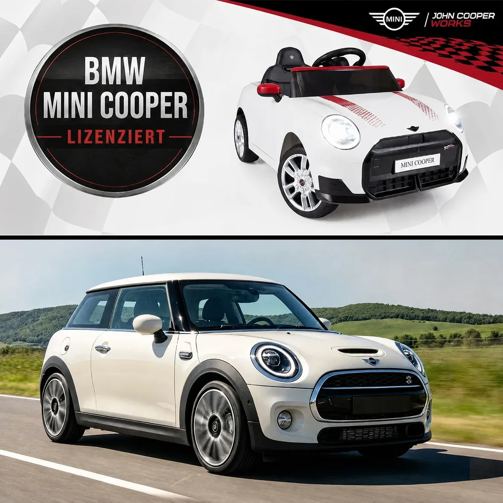 Детска електрическа кола 12 V в стил BMW Mini с дистанционно и LED светлини, бяла, снимка 5