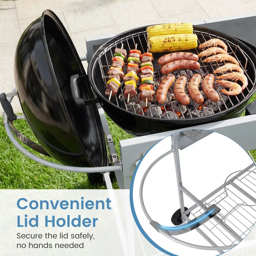 Мобилна маса за грил Weber Original Kettle 46–56 см, за къмпинг, черна, снимка 8
