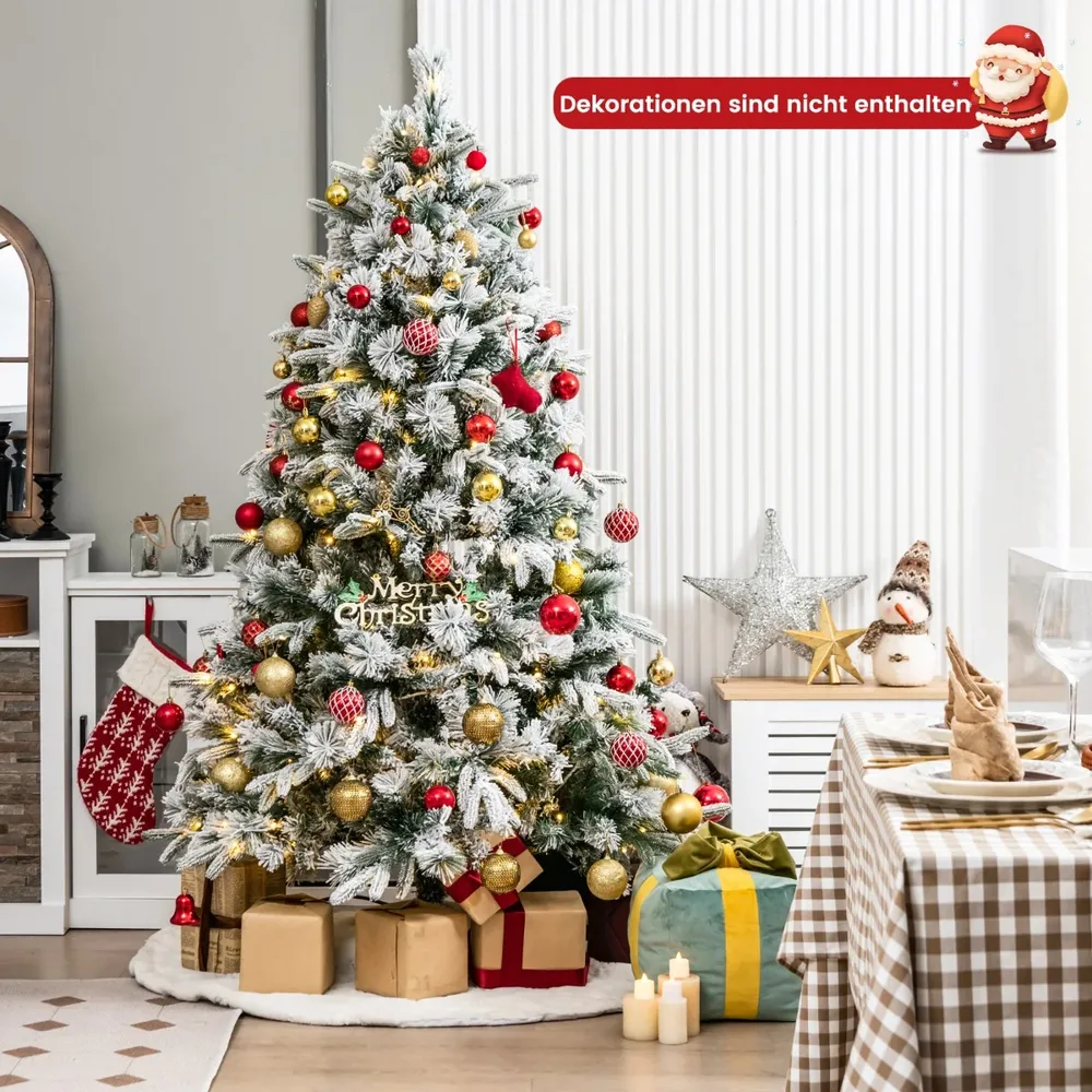 Изкуствена заснежена елха с 250 топли LED светлини, 186 см, снимка 5