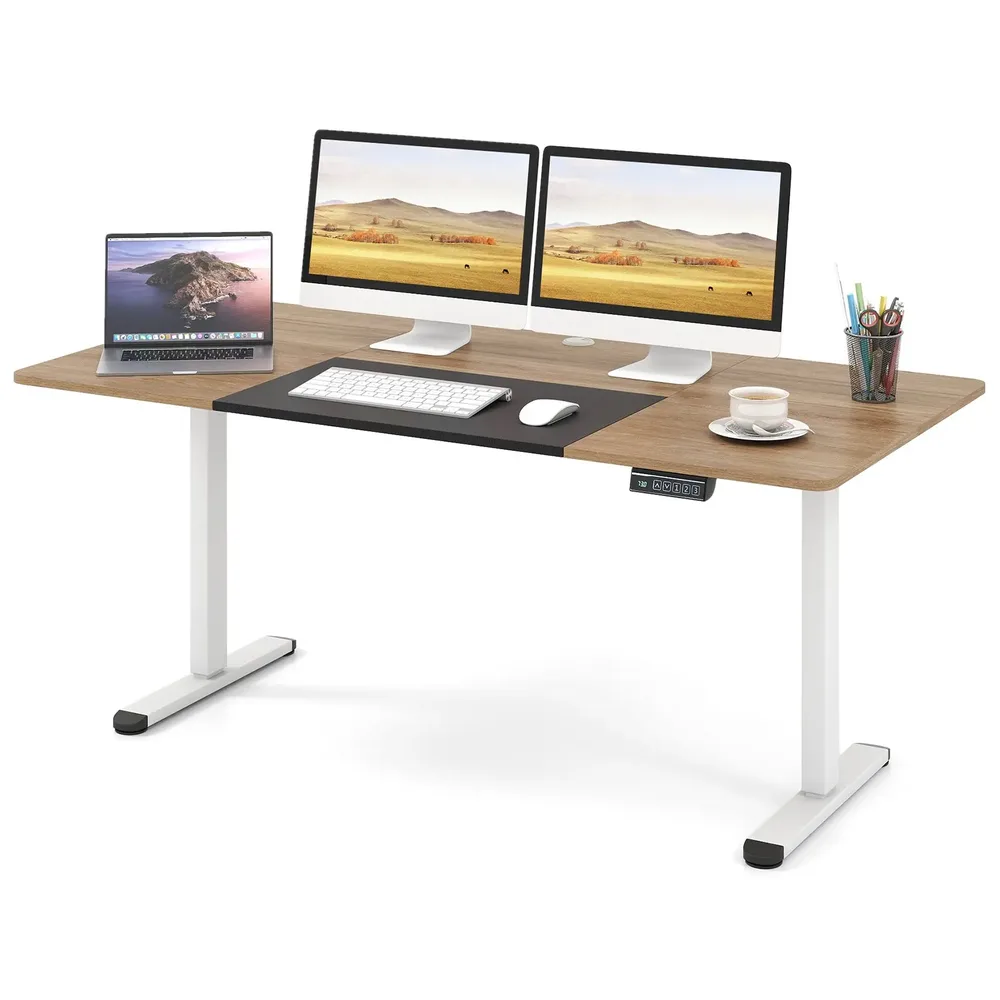 Електрическо регулируемо бюро 140 × 70 см с памет за 3 позиции, бежово
