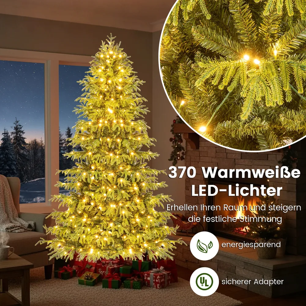 Коледна елха на панти с вградени топлобели LED, PE и PVC клони, 210 см, снимка 5