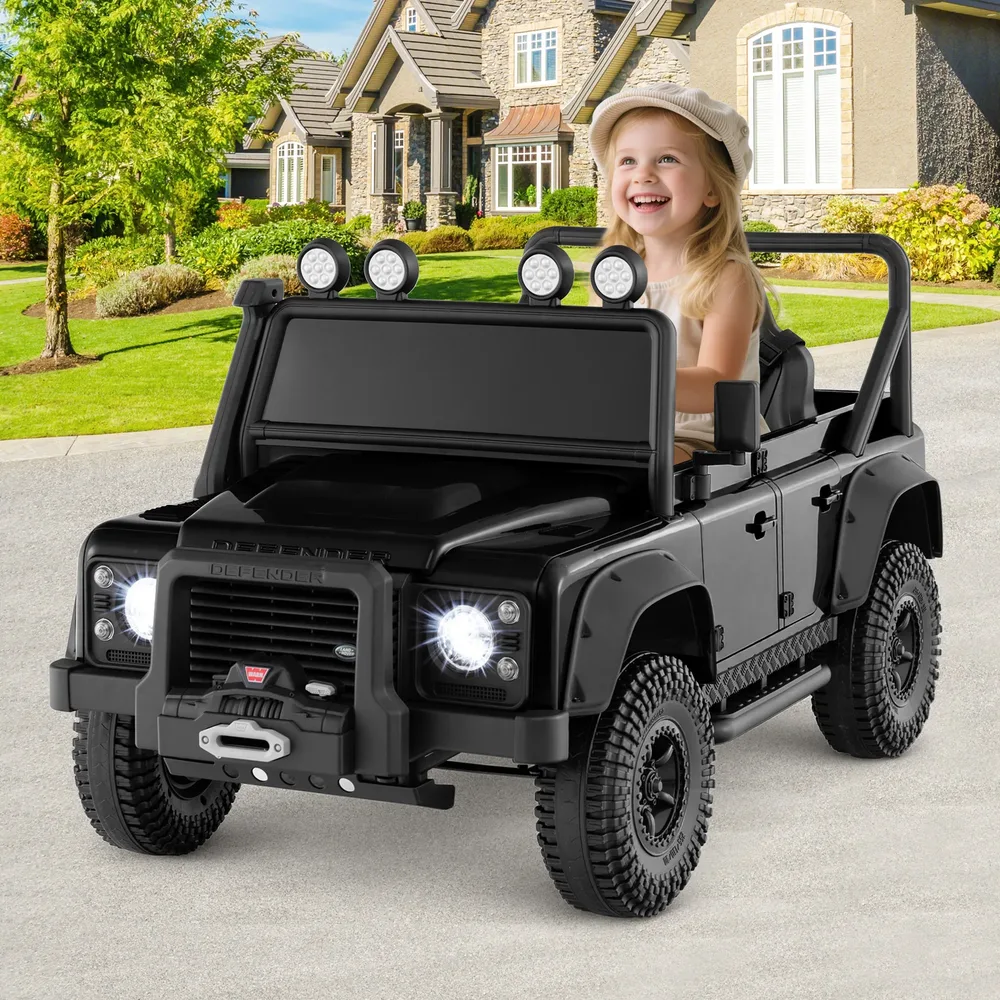 Детска електрическа кола Land Rover Defender с дистанционно за родителите, черна