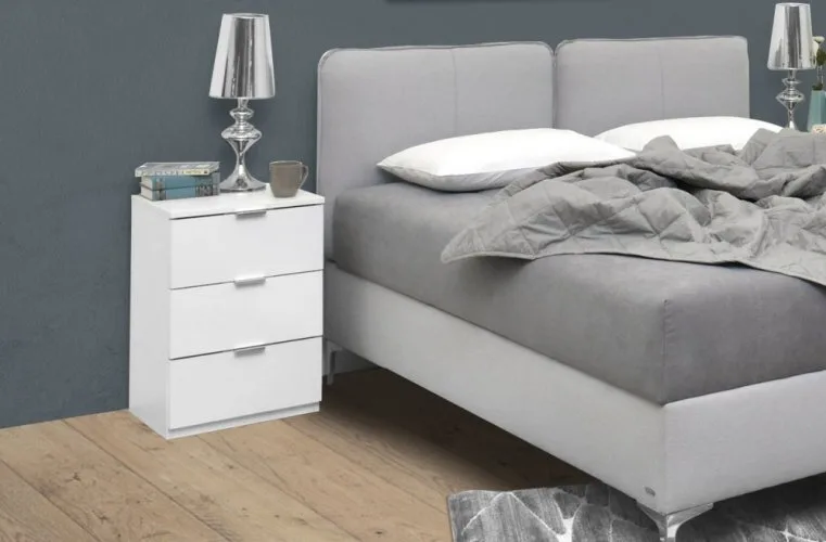 Нощно шкафче ELEGANCE 3F – бял гланц, снимка 4
