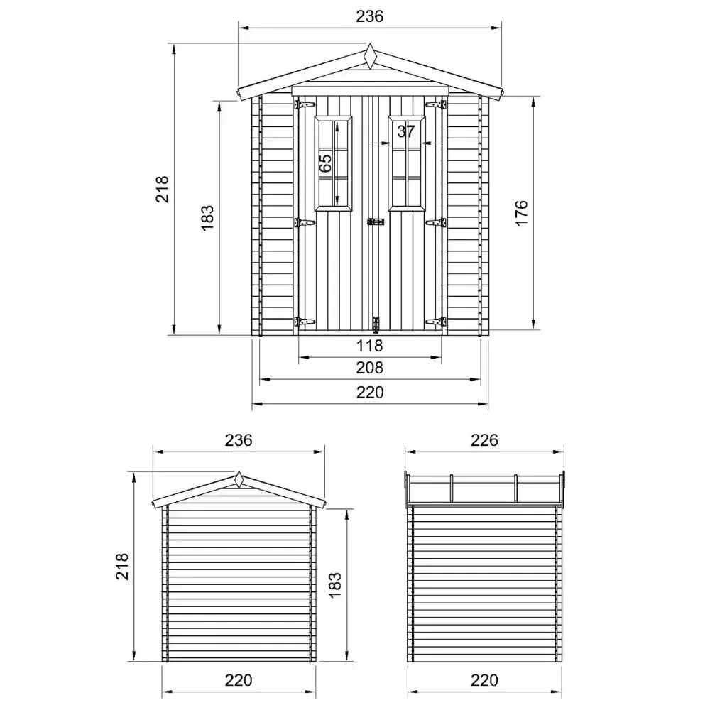 Дървена барака с под – 220 × 220 см – 4 м², снимка 5