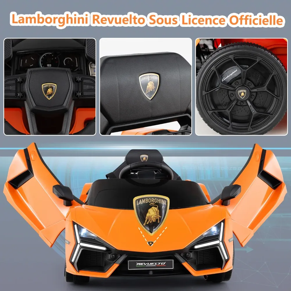 Детска електрическа кола Lamborghini Revuelto 12V с дистанционно, оранжева, снимка 4