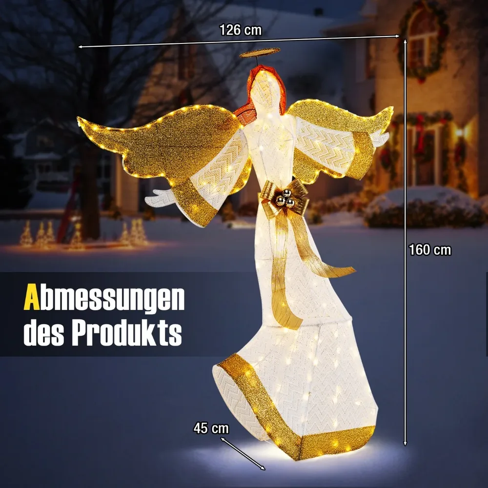 Светещ коледен ангел за двор, 160 см, със 180 топли LED светлини, снимка 2