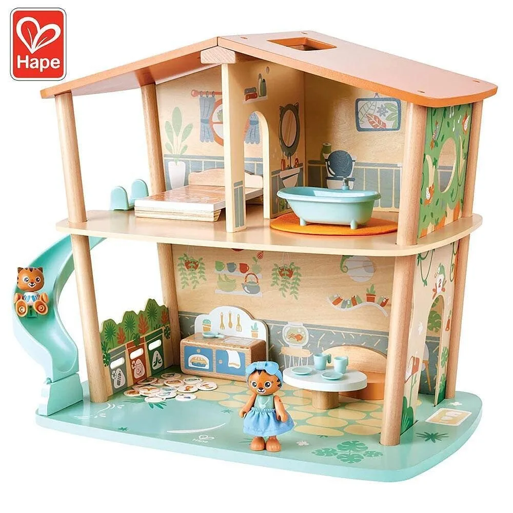 Дървен комплект, Hape, Къща на тигри в джунглата, 34 части