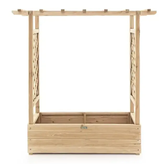 Дървена леха с решетки и висящ покрив, 110 × 44 × 113,5 см, натурална, снимка 4