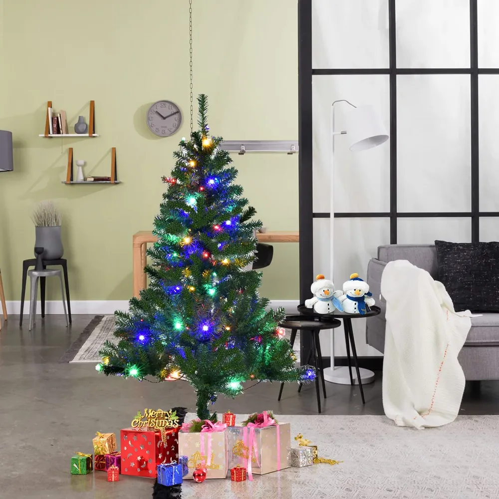 Изкуствена коледна елха със светещи LED вериги, 120 см, снимка 2