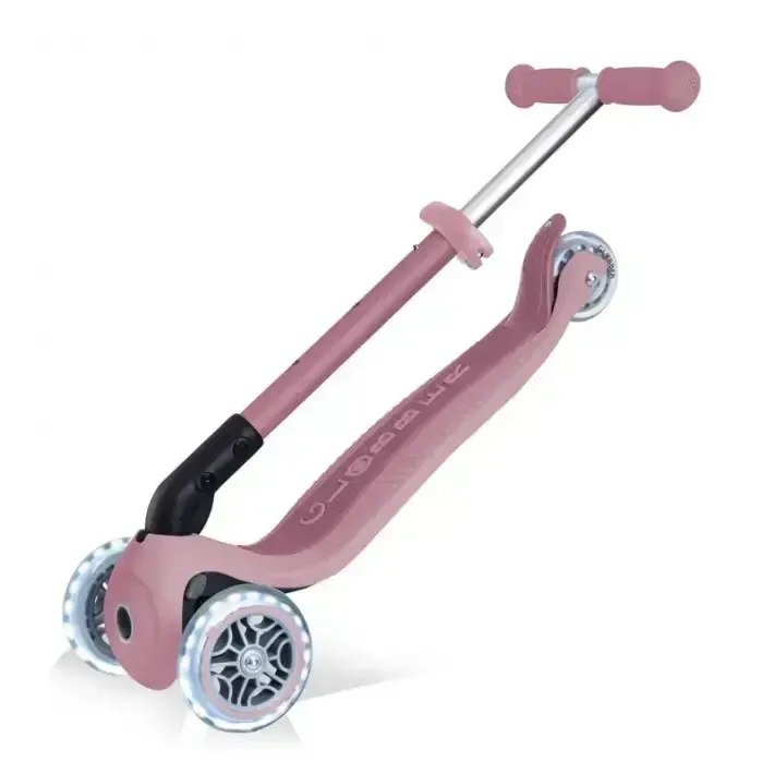 Сгъваема еко тротинетка с 3 колела GLOBBER JUNIOR FOLDABLE LIGHTS ECOLOGIC – цвят бери, снимка 7