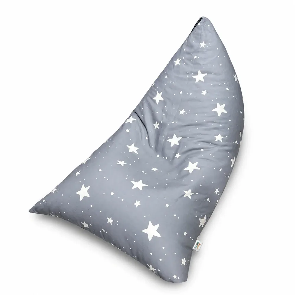 Детски пуф лежанка Little Stars, 100% памук, сив барбарон със звезди, 127x81x76 см, снимка 3