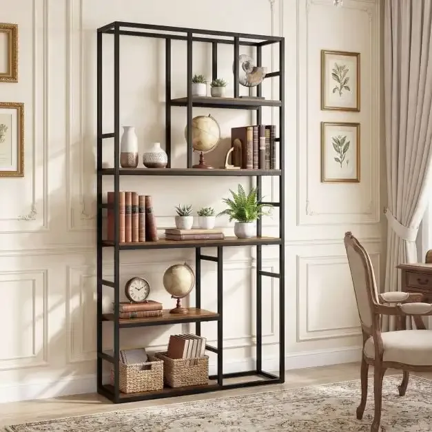 5-етажна метална етажерка с открити рафтове, 30 × 90 × 180 см, кафява, снимка 2