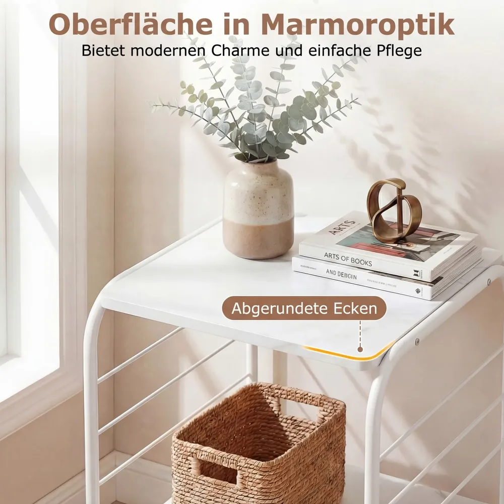 Въртяща се 4-етажна етажерка за книги 360° с метална рамка, 115 см, бяла, снимка 5