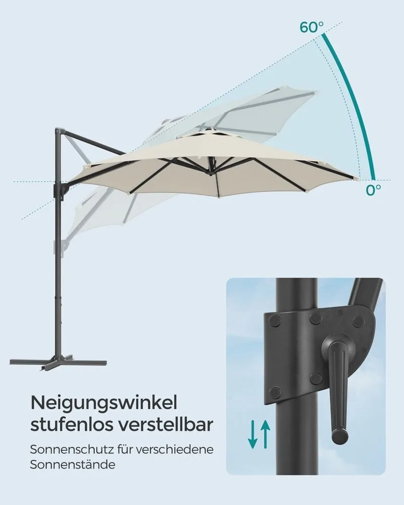 SONGMICS конзолен чадър UPF 50+ - Бял, снимка 4