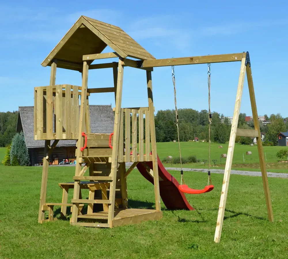 Кула Junior Activity с пързалка, пясъчник, една люлка и пейка, снимка 3