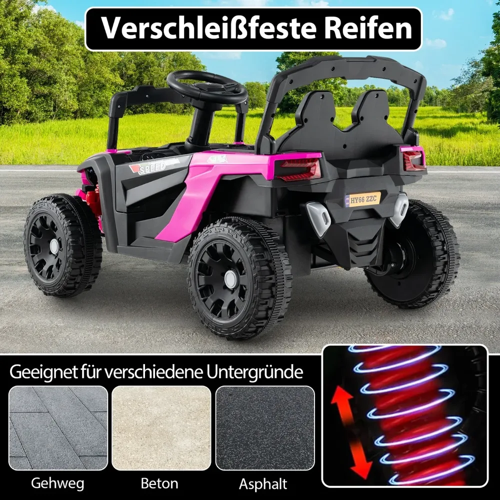 Детска електрическа кола UTV 12 V с дистанционно управление, розова, снимка 8
