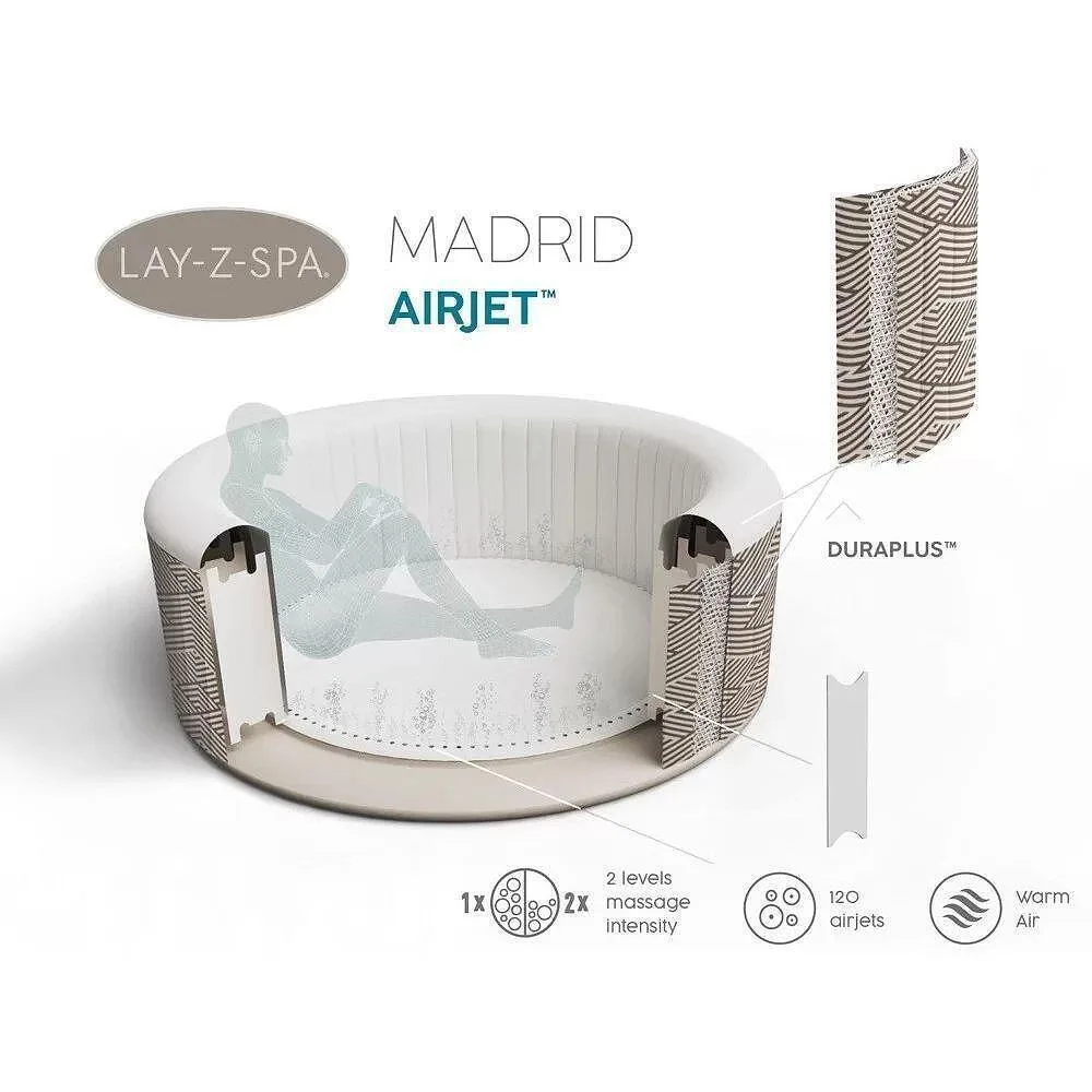 Джакузи надуваемо Madrid Air Jet, 180 × 66 см с филтърна помпа и диспенсър, снимка 3